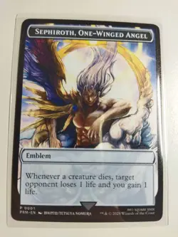 MTG English Sephiroth, One-Winged Angel Final Fantasy Stainless Metal Token NM - Image 1