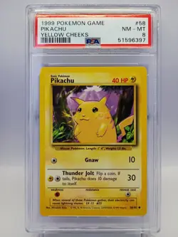 Pokemon TCG Wizards Base Set Pikachu 58/102 Yellow Cheeks 1999 ENG PSA 8 - Image 1
