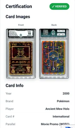 Ancient Mew GEM MINT 10 2000 Pokemon Movie Promo English International WOTC Holo - Image 5