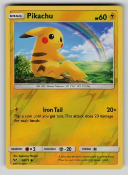 Pikachu 28/73 Common Shining Legends Pokemon Reverse Holo NM - Image 1