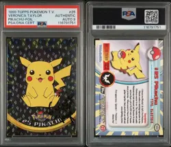 Veronica Taylor Signed 1999 Topps Pokemon TV Pikachu Foil #25 PSA 9 Auto Ash - Image 3