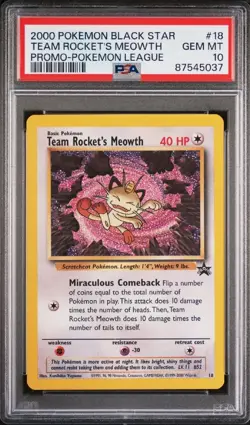 Pokemon Team Rocket's Meowth #18 - Black Star Promo 2000 - PSA 10 GEM MINT - Image 1