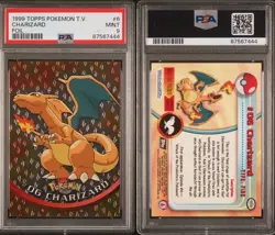 1999 Topps Pokemon T.V. Charizard #6 PSA Mint 9 Foil flames BLACK TOPPS LOGO - Image 3