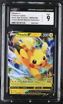 Pokemon CGC 9 PIKACHU V Crown Zenith Special Collection Black Star Promo SWSH285 - Image 1