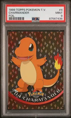 Topps Black Logo Charmander PSA 9 #04 teardrop/flame Holo Foil Pokemon Card - Image 1