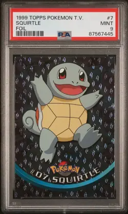 Pokemon Topps • Squirtle • Holo • 1999 • Flame • USA • Foil • Black Logo PSA 9 - Image 1