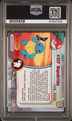 Pokemon Topps • Squirtle • Holo • 1999 • Flame • USA • Foil • Black Logo PSA 9 - Image 2
