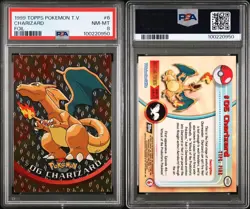 1999 Topps Pokemon T.V. Charizard #6 PSA Mint 8 Foil flames BLACK TOPPS LOGO - Image 1