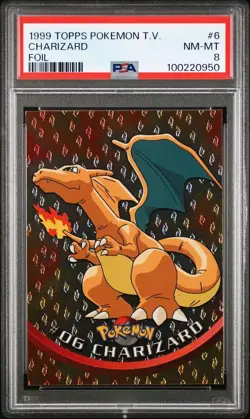 1999 Topps Pokemon T.V. Charizard #6 PSA Mint 8 Foil flames BLACK TOPPS LOGO - Image 2