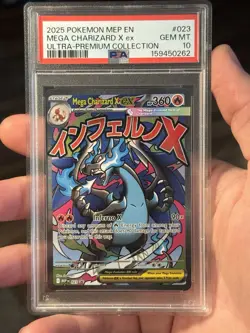 2025 POKEMON MEP EN-ME BLACK STAR PROMO #023 MEGA CHARIZARD X EX PSA 10 - Image 3