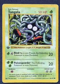 Pokemon TCG Tangela 66/102 Base Set First Edition Shadowless Common Vintage - Image 1