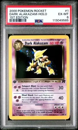2000 POKEMON ROCKET 1 DARK ALAKAZAM-HOLO 1ST EDITION - PSA 6 EXCELLENT-MINT - Image 1