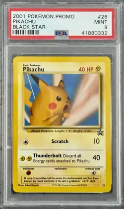 2001 POKEMON PROMO BLACK STAR #26 PIKACHU PROMO-POKEMON LEAGUE PSA 9 - Image 1