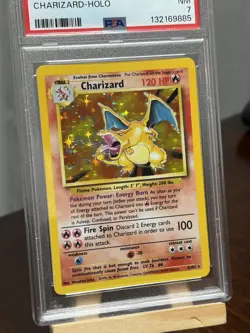 1999 Pokemon Base Set Unlimited #4 Charizard-Holo Rare CLEAN PSA 7 Grade NM - Image 2