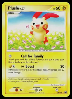 Pokemon Card Majestic Dawn Plusle 28/100 Rare - Image 1