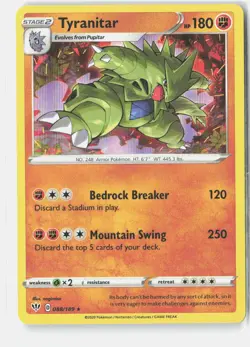 Tyranitar 088/189 Holo Rare Darkness Ablaze Pokemon Holo Near Mint - Image 1