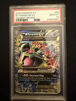 2015 POKEMON XY ANCIENT ORIGINS #43 M TYRANITAR EX PSA 10 - Image 1