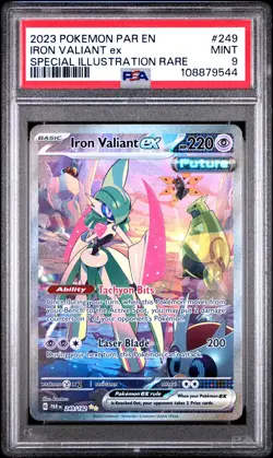 2023 POKEMON PAR EN-PARADOX RIFT SPECIAL ILLUSTRATION RARE IRON VALIANT EX PSA 9 - Image 1