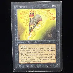 1993 MTG Magic The Gathering Beta Nightmare HP PRINT ERROR White Letters #7 - Image 1