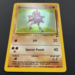 Hitmonchan 8/130 Base Set 2 WOTC Vintage Holo Rare Pokemon Card, NM - Image 2
