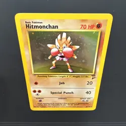 Hitmonchan 8/130 Base Set 2 WOTC Vintage Holo Rare Pokemon Card, NM - Image 3