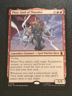 MTG Marvel Super Heroes Thor, God of Thunder 0156 Mythic - Image 1