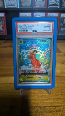 2024 One Piece OP08 EN Treasure Rare #109 Monkey D Luffy PSA 10 GEM MINT - Image 1