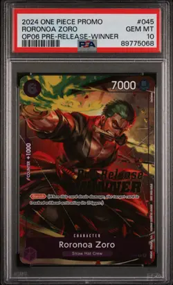 2024 One Piece OP06 Pre-Release Winner Roronoa Zoro #P-045 PSA 10 GEM MINT - Image 1