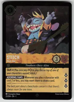Stitch - Rock Star Cold Foil The First Chapter 23/204 Disney Lorcana LP - Image 1