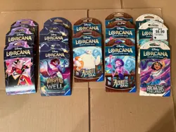 Lot of 14 Disney Lorcana Sleeved Booster Packs- Rise Of Floodborn, Whispers, Etc - Image 1