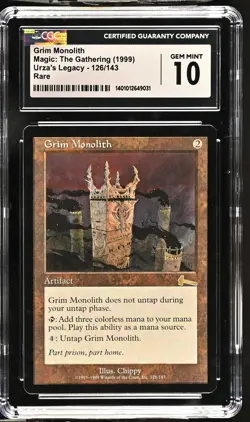 GRIM MONOLITH Urza's Legacy Rare Reserved List CGC 10 MTG [Nostalgium] - Image 1
