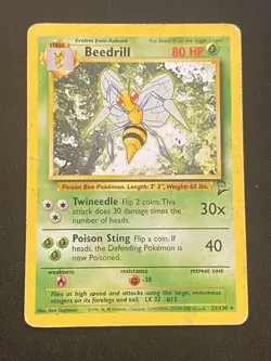 Pokemon TCG Base Set 2 Non Holo Rare Beedrill 21/130 HP - Image 1
