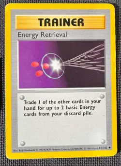 ENERGY RETRIEVAL 81/102 UNCOMMON BASE SET SHADOWLESS POKEMON MP - Image 1