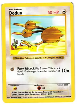 Pokemon TCG Doduo 48/102 Base Set Shadowless Regular LP - Image 1