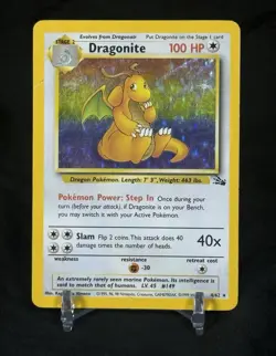 Dragonite 4/62 Fossil Holo Rare Unlimited Edition English Pokemon TCG 1999 MP - Image 1
