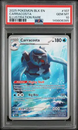 2025 POKEMON BLK EN-BLACK BOLT ILLUSTRATION RARE #107 CARRACOSTA PSA 10 - Image 1