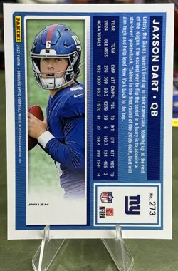 2025 Panini Donrus-Rated Rookie Jaxson Dart #273 Optic Preview Blue Hyper Prizm - Image 2