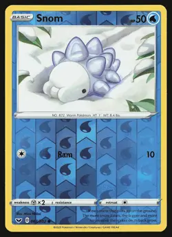SWSH01: Sword & Shield Base Set Snom #063/202 Reverse Holo Pokemon Card - Image 1