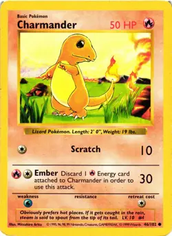 Pokemon TCG Charmander Shadowless Base Set 46/102 Common MP - Image 1