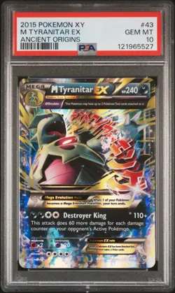2015 POKEMON XY ANCIENT ORIGINS #43 M TYRANITAR EX PSA 10 - Image 1