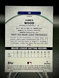 2025 Topps Finest James Wood #100 Washington NATIONALS ROOKIE RC 🟢 - Image 2