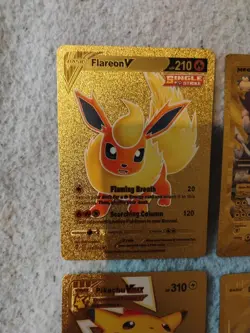 Pokemon Cards Gold Foil Fan Art Cards Bundle Pikachu Flareon Snorlax Dragonite M - Image 4