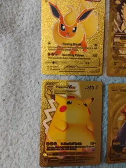 Pokemon Cards Gold Foil Fan Art Cards Bundle Pikachu Flareon Snorlax Dragonite M - Image 5