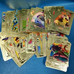 Lot of 105 Gold Foil Pokemon Fan Art Trading Cards Charizard Pikachu - Image 1