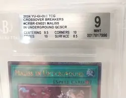 BGS 9 Mint Yu-Gi-Oh Maliss in Underground CRBR-EN021 Quarter Century Secret Rare - Image 3