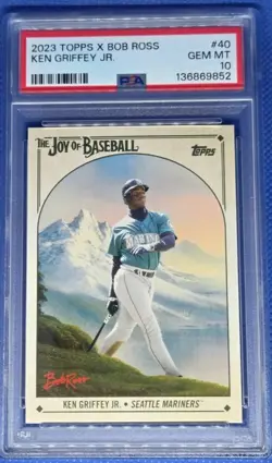 2023 Topps x Bob Ross KEN GRIFFEY JR. PSA 10 card #40 SEATTLE MARINERS - Image 1