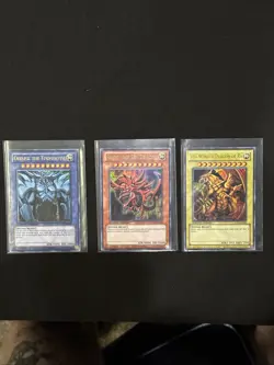 Yu-Gi-Oh! TCG Set of Egyptian God Cards (Obelisk, Ra, Slifer) Legendary... - Image 1