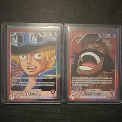 Bandai One Piece Card Game OP-09 JP Alt Art Holo Leader 2-Card Lot Sabo Roger - Image 1
