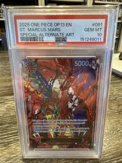 2025 One Piece OP13 En Special Alternate Art #091 St. Marcus Mars PSA 10 - Image 1