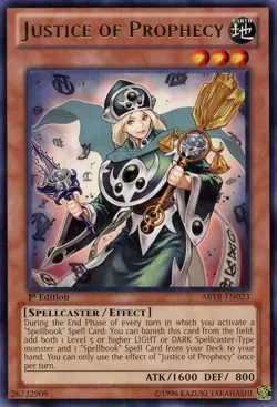Yugioh! LP Justice of Prophecy - ABYR-EN023 - Rare - 1st Edition Lightly Played, - Image 1